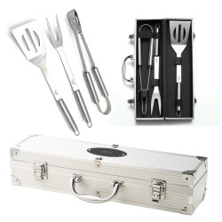 Adler AD 6729 4-Piece Barbecue Set, Stainless Steel, Aluminum Carrying Case, Hanging Holes, Silver