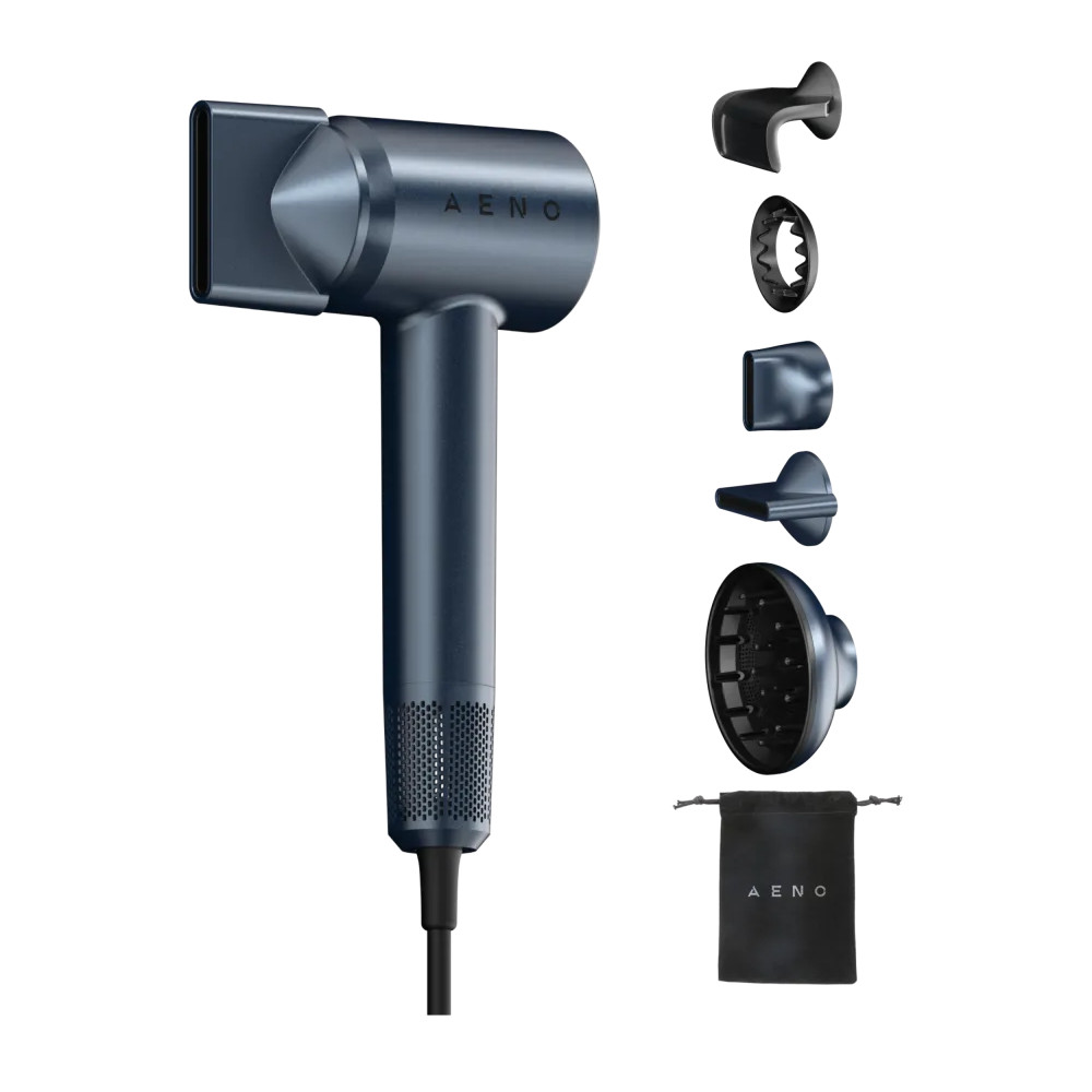 Uscător de păr cu motor fără perii AENO HD3 AHD0003, 1500W, 3 viteze, 5 trepte, 68 dB, Afisaj LED, Albastru
