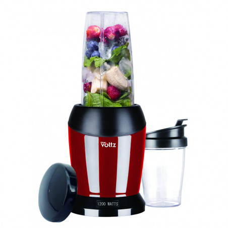 Nutri Blender Oliver Voltz OV51162DR, 1200 W, 2 pahare, Fara BPA, 1L/800 ml, Zdrobire gheata, Rosu