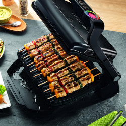 Електрическа скара Tefal OptiGrill+ GC714834, 2000W, 6 скорости, Незалепващо покритие, 30x20 см, Интелигентен грил, Черен