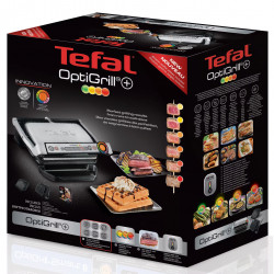Електрическа скара Tefal OptiGrill+ Waffles GC716D12, 2000W, 6 програми, Незалепващо покритие, 30x20 см, Интелигентен грил, Черен