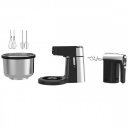 Μίξερ με μπολ Royalty Line RL-HM19015, 400W, 6 αναδευτήρες, 3 λίτρα, Turbo, 5 ταχύτητες, Μαύρο/inox