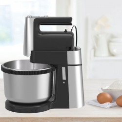 Mixer cu bol Royalty Line cu bol RL-HM19015, 400W, 6 palete, 3 L, Turbo, 5 viteze, Negru/Inox