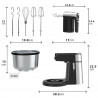 Mixer cu bol Royalty Line cu bol RL-HM19015, 400W, 6 palete, 3 L, Turbo, 5 viteze, Negru/Inox