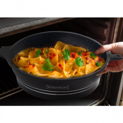 Комплект тенджери и тиган Royalty Line RL-ES2014M, 17 части, Мраморно покритие, Индукция, Черен