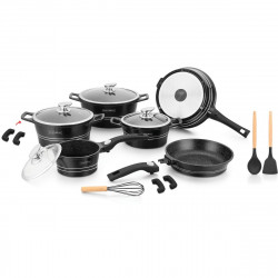 Mixer planetar Royalty Line RL-ES2014M Negru, 17 piese, Placare cu marmura, Inductie, Negru