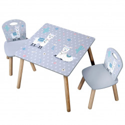 Set masa si scaune pentru copii Kesper 17702, Margini rotunjite, 2-6 ani, Constructie stabila, Dimensiuni compacte, Lemn/PVC, Gri