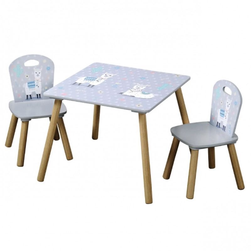 Set masa si scaune pentru copii Kesper 17702, Margini rotunjite, 2-6 ani, Constructie stabila, Dimensiuni compacte, Lemn/PVC, Gri