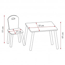 Set masa si scaune pentru copii Kesper 17702, Margini rotunjite, 2-6 ani, Constructie stabila, Dimensiuni compacte, Lemn/PVC, Gri
