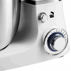 Konyhafeldolgozógép acél tállal Hausberg HB-7605AB, 1000W, 5 l, 6 sebességes, LED, Turmixgép, Mixer, Húsdaráló, Fehér színű