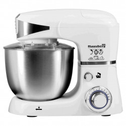 Hausberg HB-7605AB Kitchen Robot with Stainless Steel Bowl, 1000W, 5 L, 6 Speeds, LED, Blender, Mixer, Meat Grinder, White