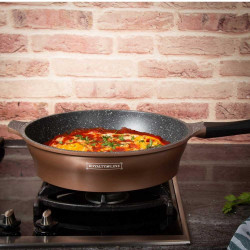 Σετ μαγειρικά σκεύη Royalty Line RL-ES1014M Copper, Χυτοπρεσαριστό αλουμίνιο, 14 τεμαχίων, Επαγωγή, Μαρμάρινη επίστρωση, Χάλκινο χρώμα