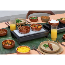 Tava servire la cald Brabantia 646996, 2 incalzitoare, Grill din aluminiu, Manere reci, Alb/Negru