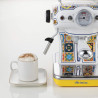 Ariete Positano 1389/1P Coffee Machine, 850W, 15 bar, 0.9 L, Milk Frother, Ground Coffee and ESE Pods, White/Yellow