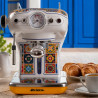 Ariete Positano 1389/1P Coffee Machine, 850W, 15 bar, 0.9 L, Milk Frother, Ground Coffee and ESE Pods, White/Yellow