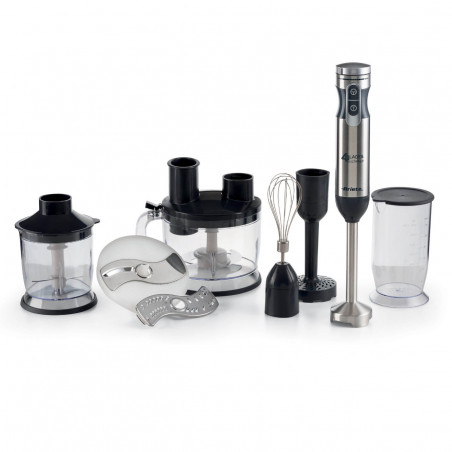Set blender, mixer, tocator 7in1 Ariete 4 BLADES 0898/11, 1000W, 10 viteze, 7 functii, Turbo, Negru/Inox