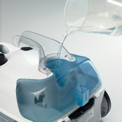 Καθαριστής ατμού Ariete XSTEAM 4147/02, 1500W, 4 bar, 0.6 l, Απολύμανση, Χωρίς ίχνη υγρασίας, Ρυθμιζόμενος ατμός, Λευκό/μπλε