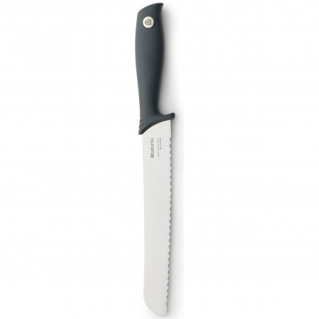 Brabantia Tasty+ Bread Knife 1001162, 20 cm, Hardened Steel, Scratch- and Corrosion-Resistant, Dark Gray