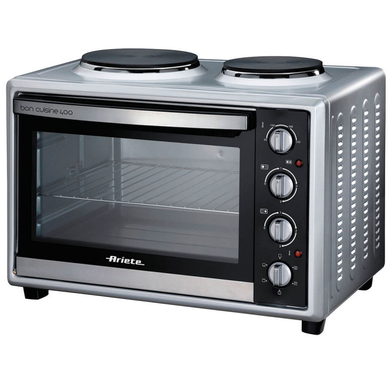 Готварска печка с два котлона Ariete Bon Cuisine 995, 1500W, 40 л, Таймер, 4 позиции за печене, Инокс