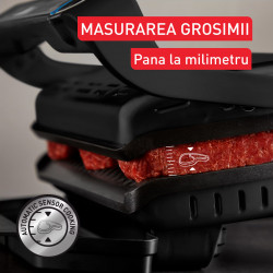 Електрическа скара Tefal OptiGrill+ GC717810, 2000W, 6 скорости, Незалепващо покритие, 30x20 см, Интелигентен грил, Черен