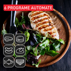 Електрическа скара Tefal OptiGrill+ GC717810, 2000W, 6 скорости, Незалепващо покритие, 30x20 см, Интелигентен грил, Черен