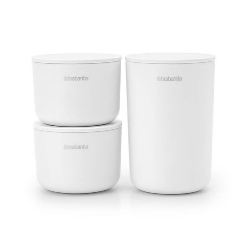 Комплект за съхранение на принадлежности Brabantia ReNew 1004129, 3 части, Меко дъно против пързаляне, Бял