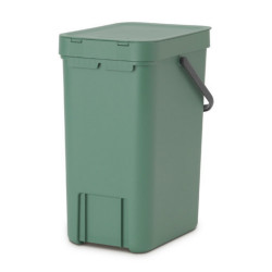 Brabantia Sort&Go 1003234 Recycling Bin, 12 L, Handle, Wall-mountable, Dark Green