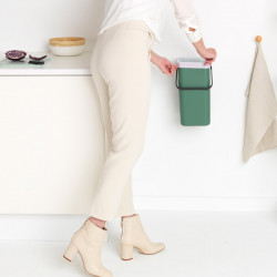 Кош за разделно събиране на боклук Brabantia Sort&Go 1003235, 16 л, Дръжка, Възможност за стенен монтаж, Тъмнозелен