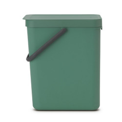 Brabantia Sort&Go 1003236 Recycling Bin, 25 L, Handle, Wall-mountable, Dark Green