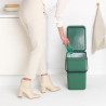 Кош за разделно събиране на боклук Brabantia Sort&Go 1003236, 25 л, Дръжка, Възможност за стенен монтаж, Тъмнозелен