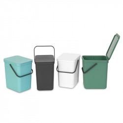Кош за разделно събиране на боклук Brabantia Sort&Go 1003236, 25 л, Дръжка, Възможност за стенен монтаж, Тъмнозелен