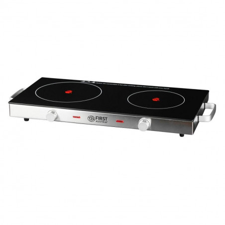 Plită dubla cu infrarosu FIRST FA-5096-7, 2800W, Pana la 300°C, Termostat, Sticla ceramica, Negru/Inox