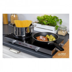 Plită dubla cu infrarosu FIRST FA-5096-7, 2800W, Pana la 300°C, Termostat, Sticla ceramica, Negru/Inox