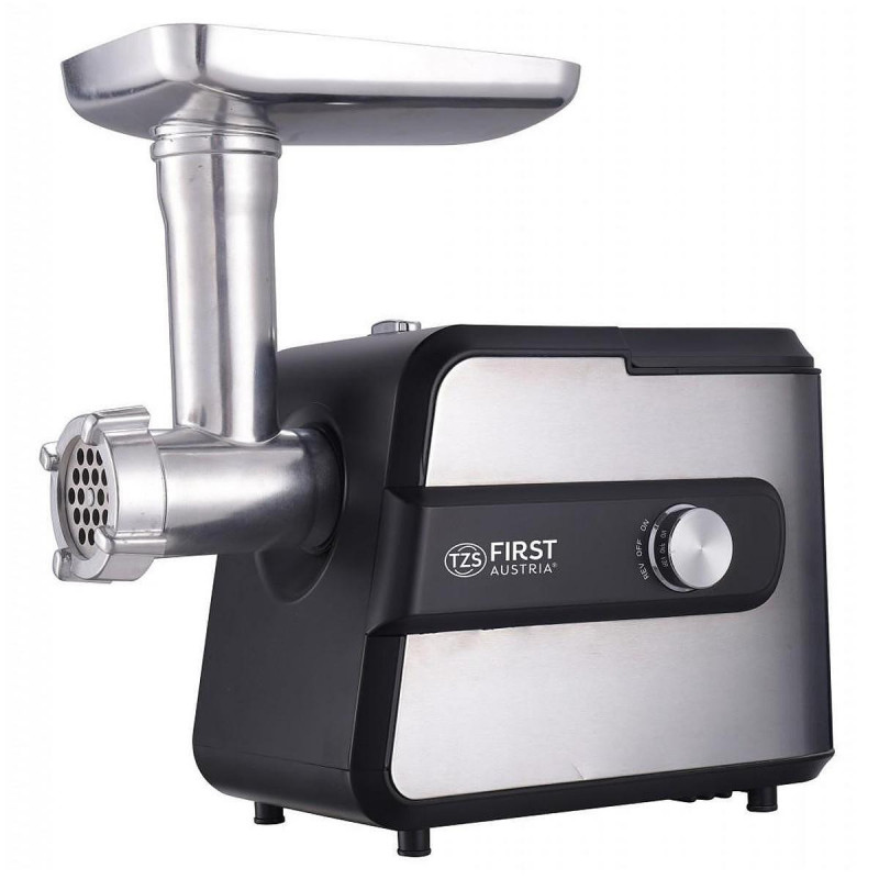 Masina de tocat carne First Austria FA-5143-3, 1200W, Accesoriu pentru carnati, Inversare, Otel rezistent, Inox/Negru