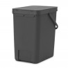 Brabantia Sort&Go 1003237 Recycling Bin, 25 L, Handle, Wall-mountable, Dark Gray