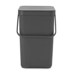 Brabantia Sort&Go 1003237 Recycling Bin, 25 L, Handle, Wall-mountable, Dark Gray