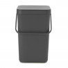 Brabantia Sort&Go 1003237 Recycling Bin, 25 L, Handle, Wall-mountable, Dark Gray