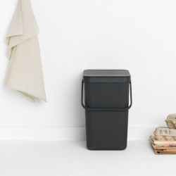 Кош за разделно събиране на боклук Brabantia Sort&Go 1003237, 25 л, Дръжка, Възможност за стенен монтаж, Тъмносив