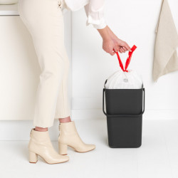 Brabantia Sort&Go 1003237 Recycling Bin, 25 L, Handle, Wall-mountable, Dark Gray