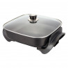 Elite FP-1500BL Electric Griddle, 1500W, 26 cm, Glass Lid, Thermostat, Non-stick Coating, Black