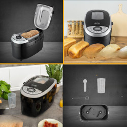 Masina de facut paine FIRST FA-5152-3-BA, 850W, 1.25 kg, 12 programe, Timer, Acoperire antiaderenta, Negru/inox