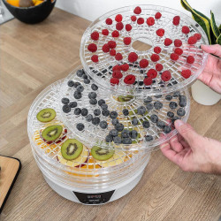 Deshidrator pentru fructe First Austria FA-5126-8, 380W, 5 nivele, Fara BPA, Termostat, Timer reglabil, 35-70°C, Alb