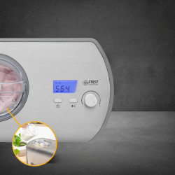 Masina preparare inghetata First Austria FA-5105-1, 135W racire cu compresor, 1,2 L, Timer, Timp de preparare 45-60 min, Afisaj LCD, Inox