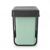 Кош за разделно събиране на боклук Brabantia Sort&Go 1008862, 2x15 л, Вътрешен монтаж с телескопична рамка, Сив/зелен