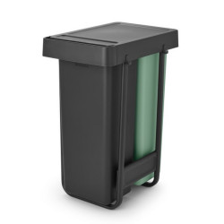 Кош за разделно събиране на боклук Brabantia Sort&Go 1008863, 2x30 л, Вътрешен монтаж с телескопична рамка, Сив/зелен