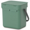 Brabantia Sort&Go 1003229 Recycling Bin, 3 L, Handle, Wall-mountable, Dark Green
