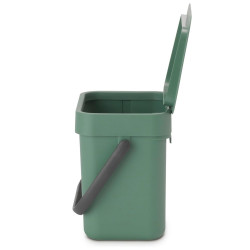 Brabantia Sort&Go 1003229 Recycling Bin, 3 L, Handle, Wall-mountable, Dark Green