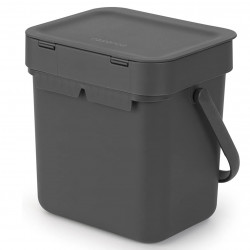 Cos de gunoi colectare selectiva Brabantia Sort&Go 1003230, 3 L, Maner, Gri închis