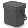 Кош за разделно събиране на боклук Brabantia Sort&Go 1003230, 3 л, Дръжка, Възможност за стенен монтаж, Тъмносив
