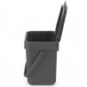 Brabantia Sort&Go 1003230 Recycling Bin, 3 L, Handle, Wall-mountable, Dark Gray